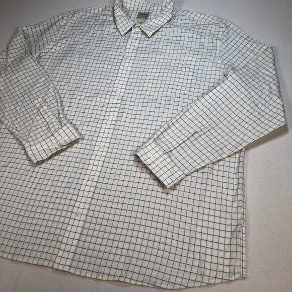 L.L Bean Shirt Men's 3XLT Off-White Windowpane Plaid Flannel Wrinkle Free Tall - Picture 5 of 15